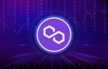 Dijital arkaplanda çokgen-matik kripto para birimi resimleri. 3d illüstrasyon.