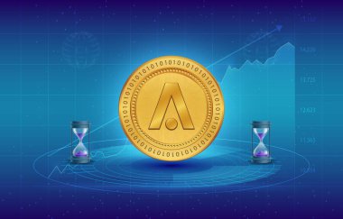 aion cryptocurrency images on digital background. 3d illustrations. clipart