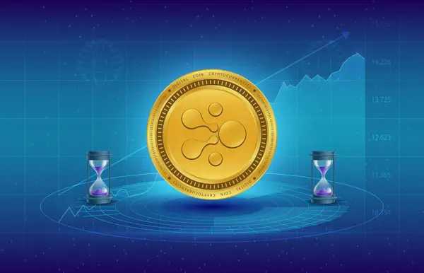 stock image Image of aelf-elf virtual currency on a digital background. 3d illustration.