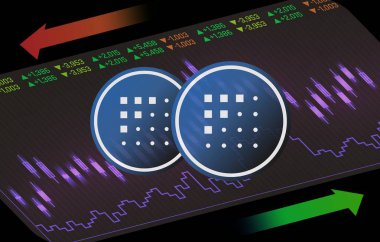 Fetch.ai şifreleme resimleri dijital arkaplanda. 3d illüstrasyon.