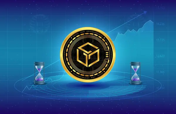 stock image gala virtual currency image in the digital background. 3d illustrations.