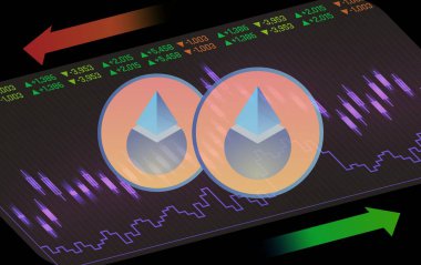 Dijital arkaplanda Lido Dao 'nun dijital para birimi resimleri. 3d illüstrasyon.