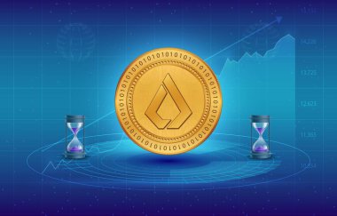 dijital arkaplanda lisk-lsk sanal para birimi resmi. 3d illüstrasyon.