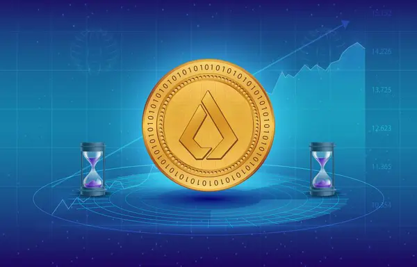 stock image lisk-lsk virtual currency image in the digital background. 3d illustrations.