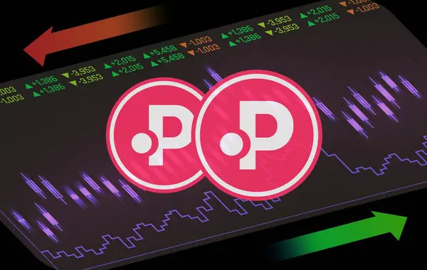 stock image polkastarter-pols virtual currency images on digital background. 3d illustrations.