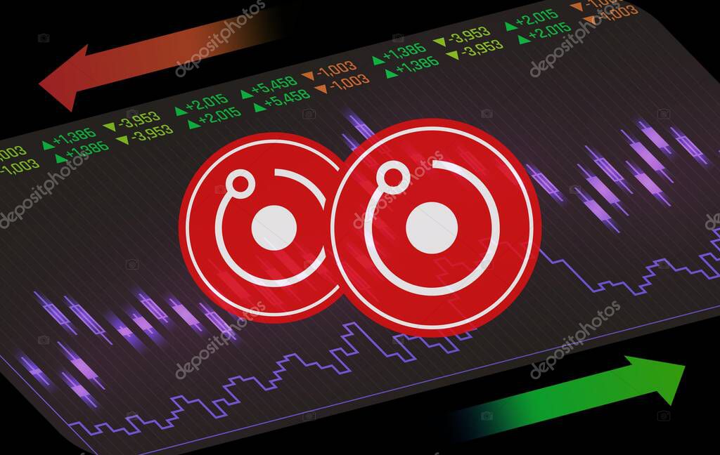Images of the rendertoken-rndr virtual currency. 3d illustrations