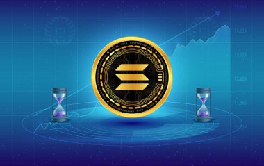 Dijital arkaplanda solana-sol sanal para birimi resmi. 3d illüstrasyon