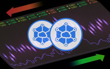 Dijital arkaplanda Storj kripto para birimi resimleri. 3d illüstrasyon.