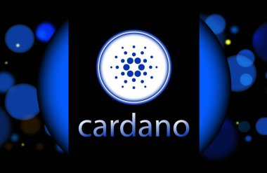 Dijital arkaplanda cardano-ada sanal para birimi resmi. 3d illüstrasyon.