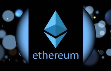 Dijital arkaplanda ethereum-eth sanal para birimi görüntüsü. 3B çizimler.