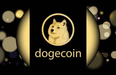 Dijital arkaplanda dogecoin-dog kripto para biriminin görüntüleri. 3d illüstrasyon.