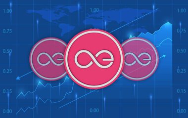 aeternity-ae cryptocurrency images on digital background. 3d illustrations. clipart