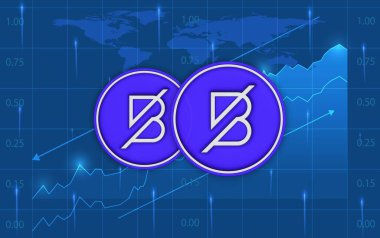 dijital arkaplanda bantlı sanal para birimi görüntüsü. 3d illüstrasyon.