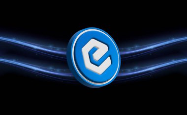 Dijital arkaplanda ecash-xec sanal para birimi resmi. 3B çizimler.