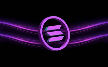 Dijital arkaplanda solana-sol sanal para birimi resmi. 3d illüstrasyon