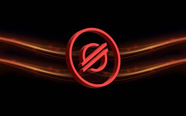 Dijital arkaplanda yıldız-xlm şifreli para birimi resimleri. 3d illüstrasyon.