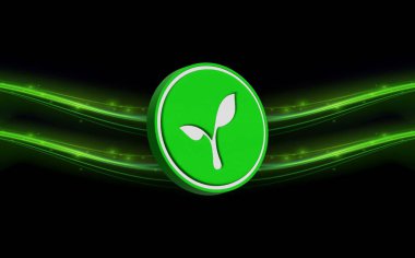 Dijital arkaplanda radikal-rad kripto para birimi resimleri. 3d illüstrasyon.