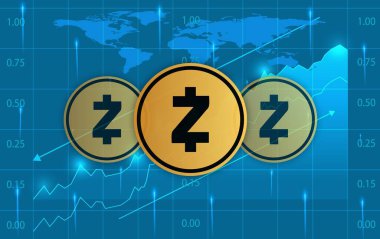 Zcash-zec sanal para biriminin dijital arkaplan resmi. 3d illüstrasyon.