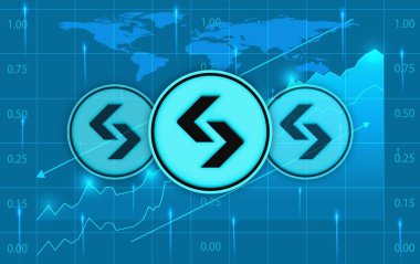 bitget token-bgb dijital arkaplanda şifreli para birimi logoları. 3d illüstrasyon.