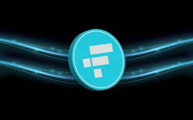 Dijital arkaplanda ftx token-ftt şifreli para birimi logoları. 3d illüstrasyon.