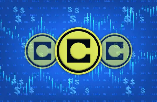 stock image celo cryptocurrency logo images on digital background. 3d illustrations.