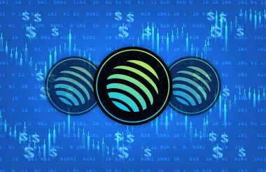 Jupiter-jup sanal para biriminin dijital arkaplan resmi. 3d çizimler.