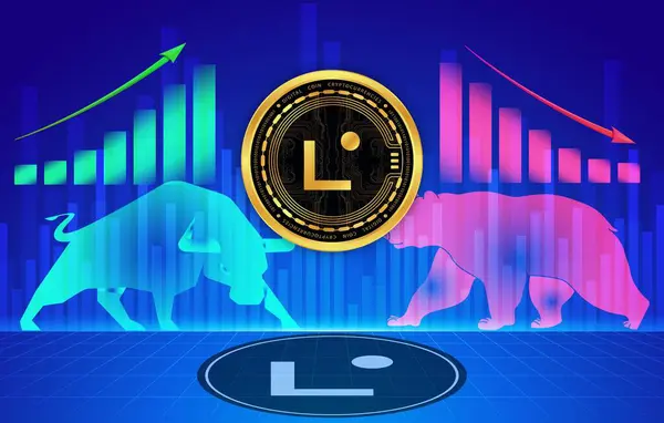 Stock image linea-tba cryptocurrency images on digital background. 3d illustrations.