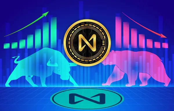 stock image NEAR PROTOCOL coin and logo on digital background. NEAR 3d illustration image.