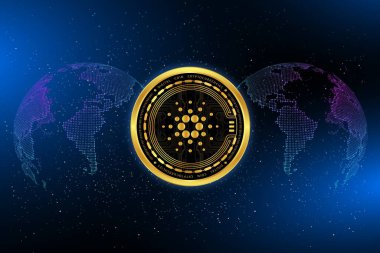 Dijital arkaplanda cardano-ada sanal para birimi resmi. 3d illüstrasyon.