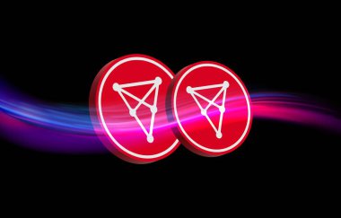 Dijital arkaplanda Chiliz-chz logosunun görüntüleri. 3d illüstrasyon.