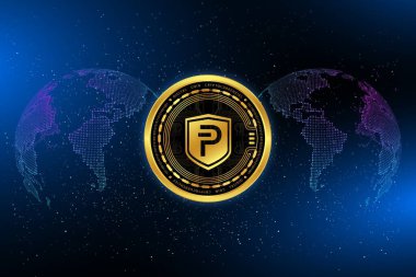 Pivx cryptocurrency images on digital background. 3d illustration. clipart