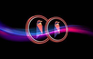Ravencoin-Rvn dijital arkaplanda şifreli para birimi görüntüleri. 3d illüstrasyon.