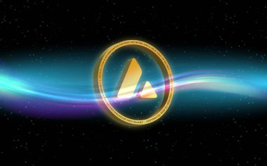 avalanche-avax virtual currency image in the digital background. 3d illustrations.