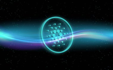Dijital arkaplanda cardano-ada sanal para birimi resmi. 3d illüstrasyon.