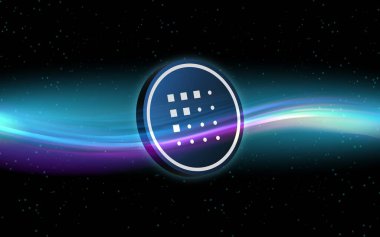 Fetch.ai şifreleme resimleri dijital arkaplanda. 3d illüstrasyon.