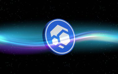 Sanal para birimi görüntüsünü dijital arkaplanda akıt. 3d illüstrasyon.