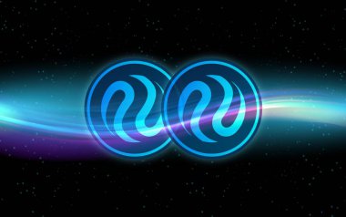 Dijital arkaplanda enjektif protokol-inj kripto para birimi resimleri. 3d illüstrasyon.