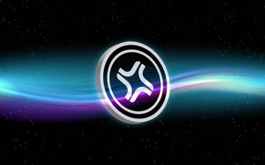 Dijital arkaplanda Jito-jto kripto para birimi resimleri. 3d illüstrasyon.