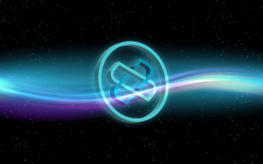 Dijital arkaplanda ağ dokuması şifreli para birimi logoları var. 3d illüstrasyon.