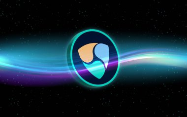 Dijital arkaplanda nem-xem kripto para birimi resimleri. 3d illüstrasyon.