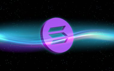 Dijital arkaplanda solana-sol sanal para birimi resmi. 3d illüstrasyon