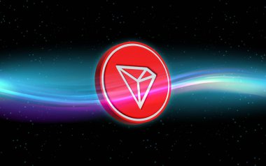 Dijital arkaplanda tron-trx kripto para birimi görüntüleri. 3d illüstrasyon.