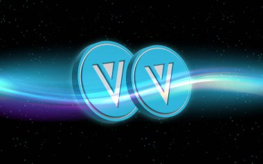 verge-xvg virtual currency image in the digital background. 3d illustrations. clipart