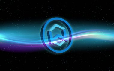 Dijital arka planda wanchain-wan şifreleme logoları. 3d illüstrasyon.