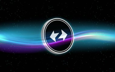 Dijital arkaplanda zksync-zk şifreli para birimi. 3B çizimler.