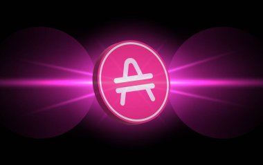 Dijital arkaplanda amfi kripto para birimi resimleri. 3d illüstrasyon.