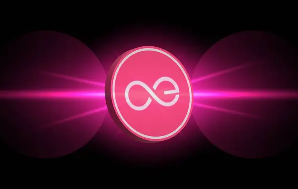 stock image aeternity-ae cryptocurrency images on digital background. 3d illustrations.