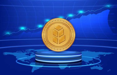 Sayısal arkaplanda bancor-bnt sanal para birimi resmi. 3d illüstrasyon.