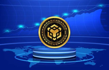 dijital arkaplanda binance-bnb sanal para birimi resmi. 3d illüstrasyon.