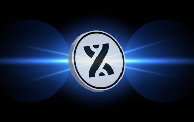 Zıplayan-BB sanal para biriminin dijital arka plandaki görüntüsü. 3d illüstrasyon.